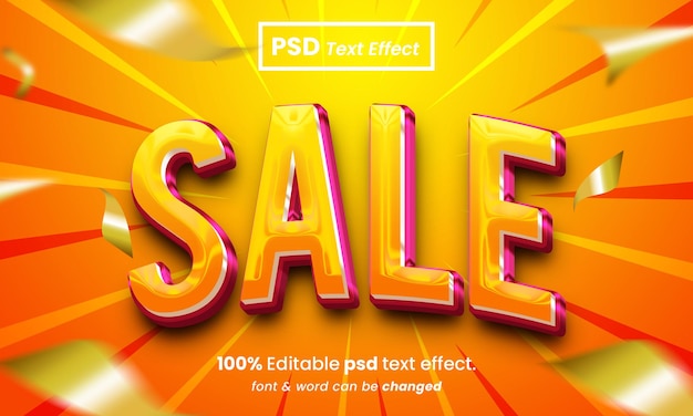 Sale glossy 3d editable psd sale text effect