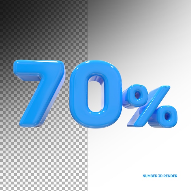 Sale price number 70 blue percent luxury 3d render