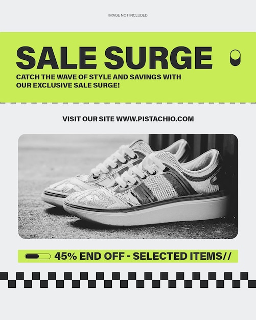 PSD sale surge fashion shoes promotional design for social media and instagram post template psd