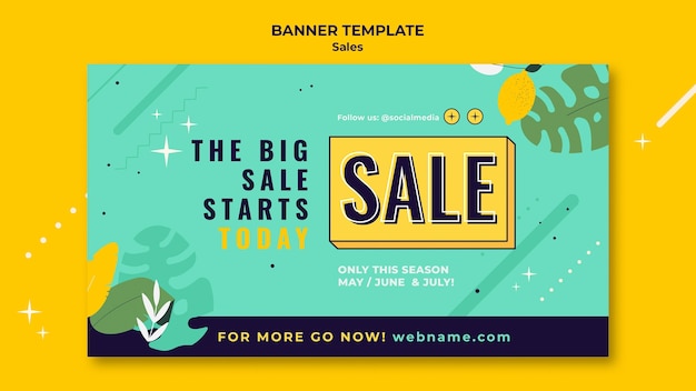 Sales banner template with bright colors