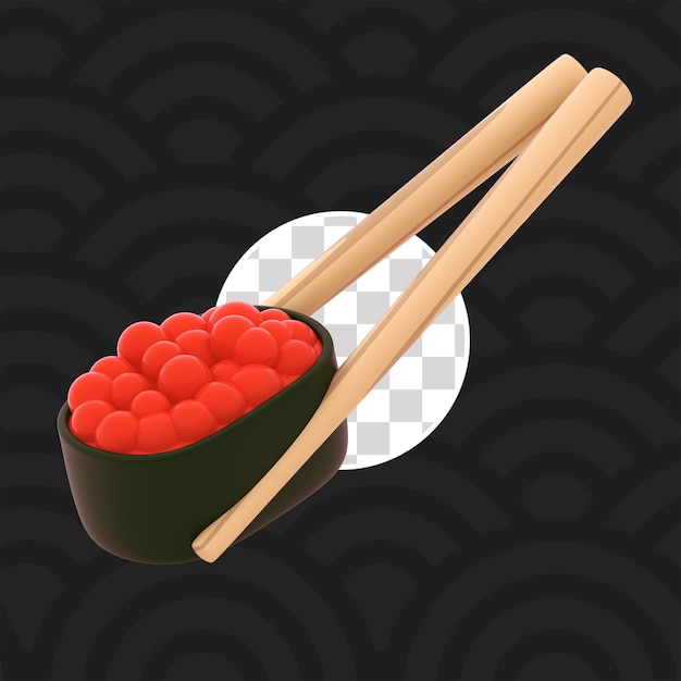 PSD salmon fish roe wrapped in seaweed in chopstick