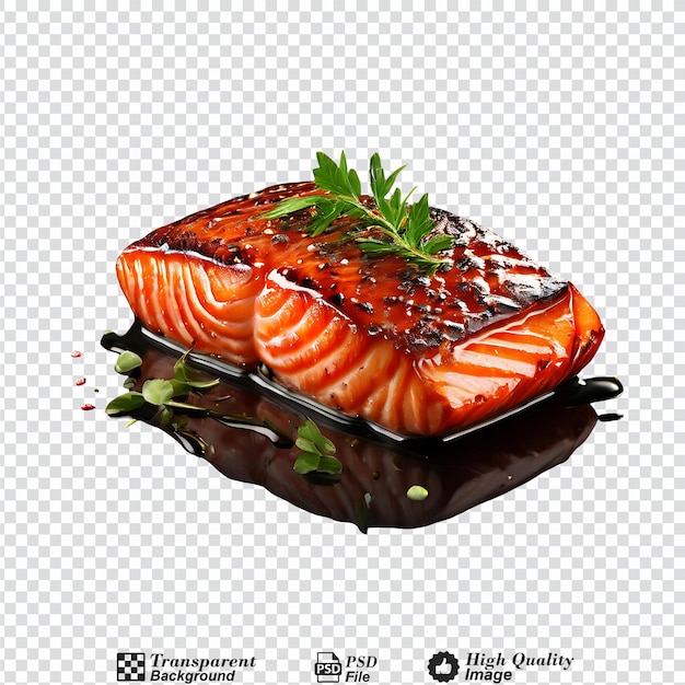 salmon grilled roast steak isolated on transparent background