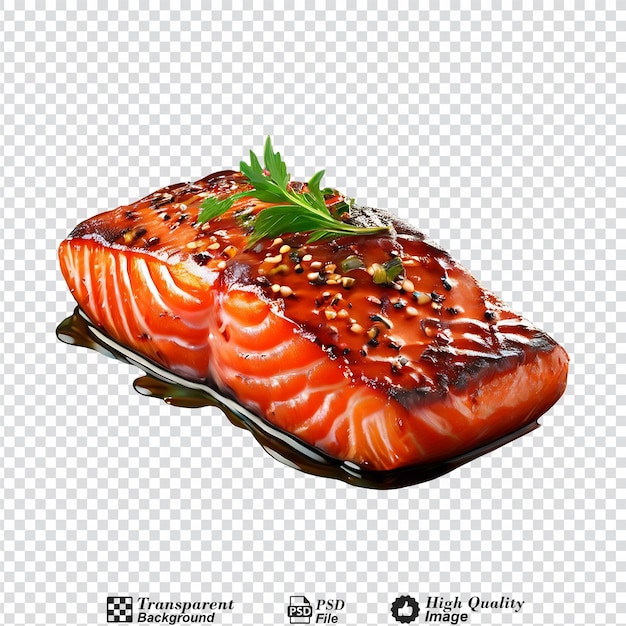 salmon grilled roast steak isolated on transparent background