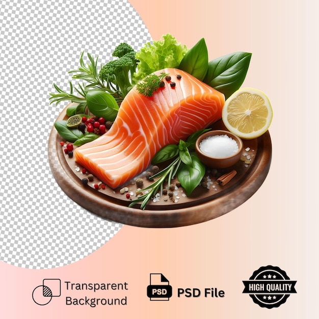 PSD salmon slice isolated on transparent background