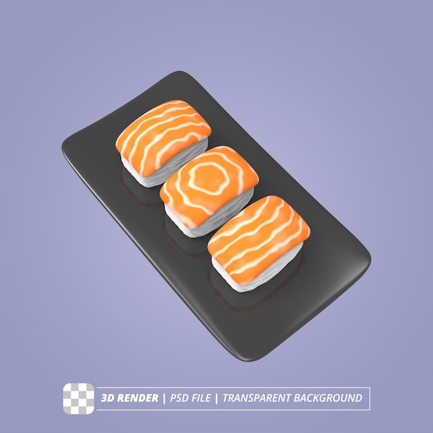 SALMON SUSHI 3D RENDER ISOLATED IMAGES