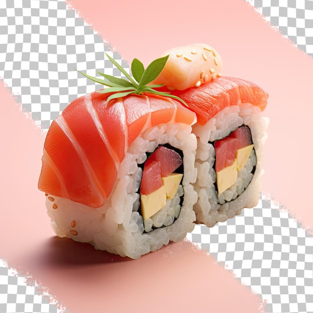 Salmon sushi roll on a transparent background