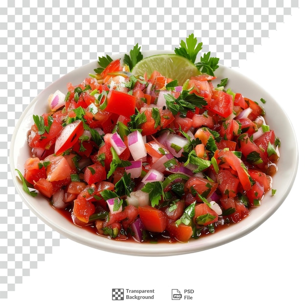 PSD salsa on a white plate transparent background