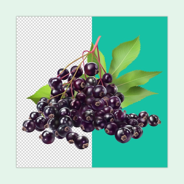 PSD sambucus fruit psd a fresh bunch of elderberry fruit with isolated on a transparent background