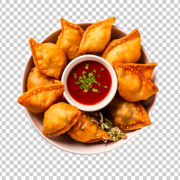 samosas with meat and vegetables isolated on a white background traditional Indian food