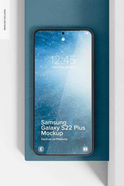 Samsung Galaxy S22 Plus with Podium Mockup, Top View