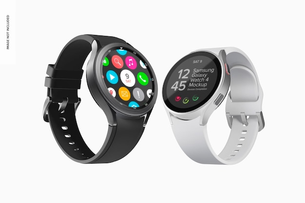 Samsung Galaxy Watch4 Set Mockup, Side View