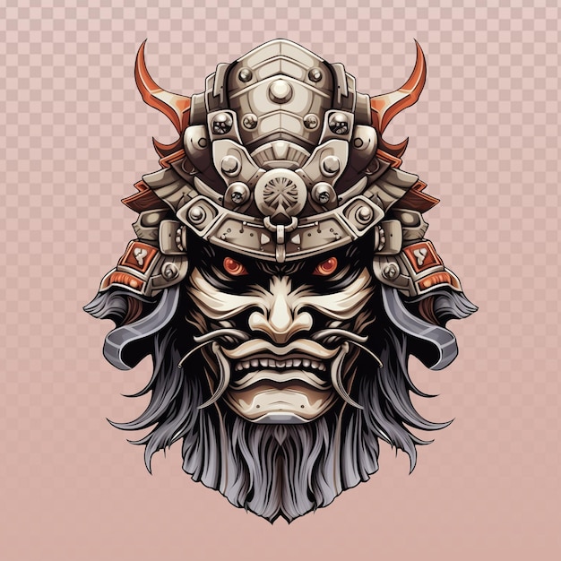 samurai warrior mask on transparent background