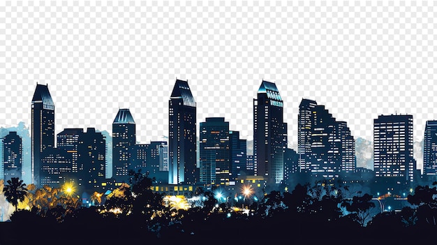 San Diego city skyline isolated on transparent background