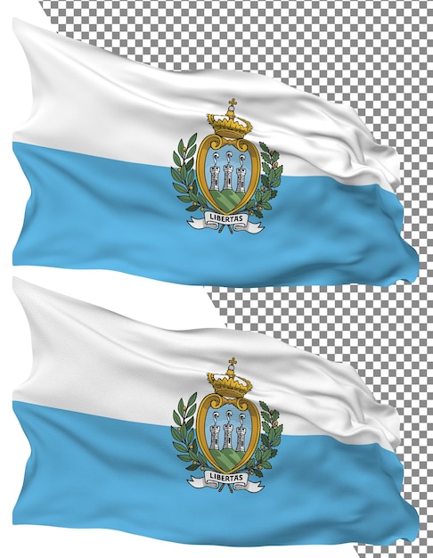 San Marino flag wave isolated plain bump texture transparent background 3d rendering