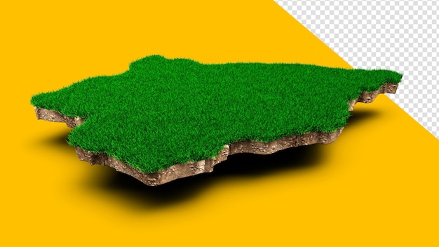 San Marino Map soil land geology cross section with green grass and Rock ground texture 3d