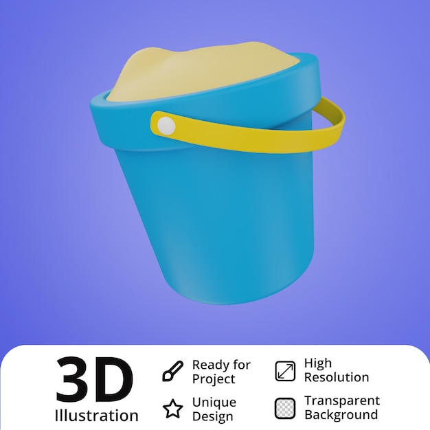 Sand bucket 3d illustration