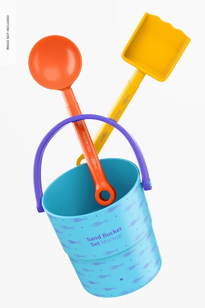 Sand Bucket Set Mockup, Floating