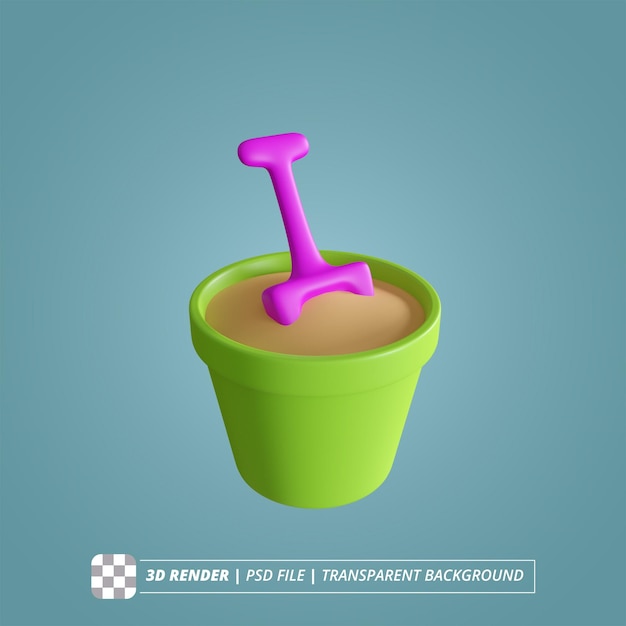 SAND BUCKET SUMMER 3D ISOLATED IMAGES