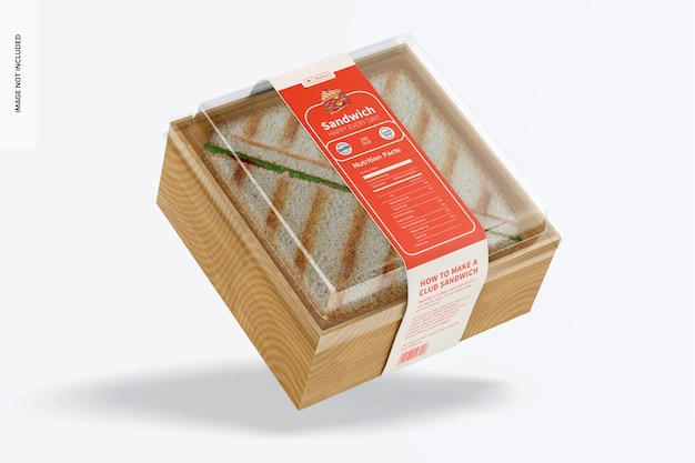 Sandwich Box with Lid Mockup, Falling