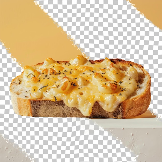 PSD a sandwich with cheese and herbs on it and a gravy on the bottom