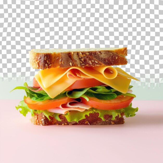 PSD a sandwich with cheese and meat on it is on a pink table