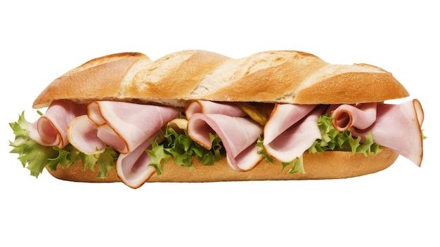 PSD a sandwich with ham and lettuce on it