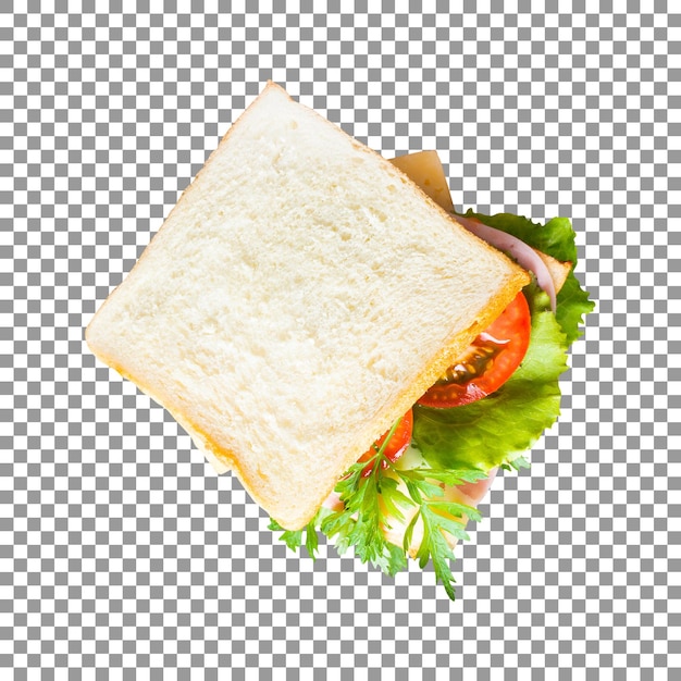 Sandwich with lettuce and tomato on transparent background