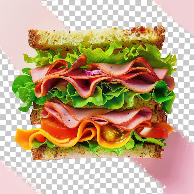 a sandwich with meat cheese and lettuce