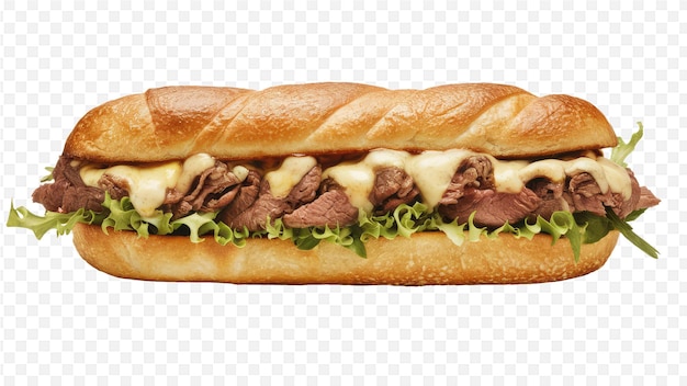 PSD a sandwich with meat cheese and lettuce