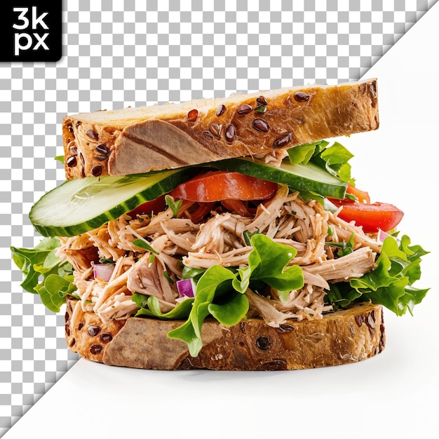 a sandwich with a picture of a chicken and vegetables on it