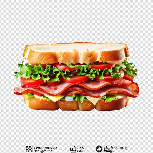 sandwich with sliced sausage isolated on transparent background