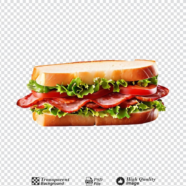 sandwich with sliced sausage isolated on transparent background