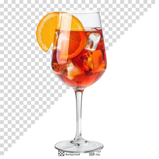 PSD sangria glass with orange slice transparent background