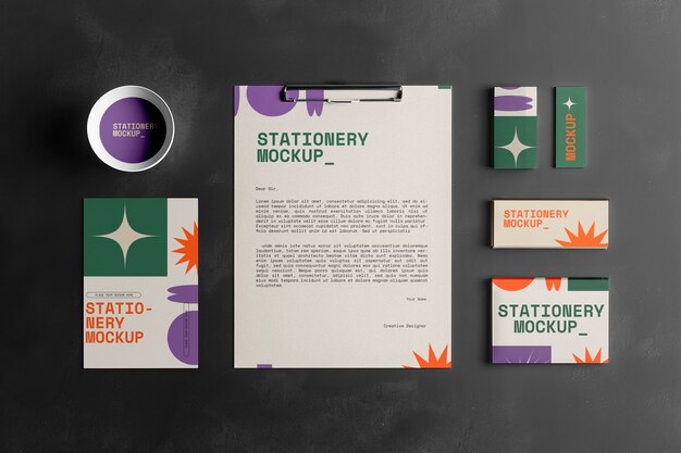 PSD sans serif font stationery mockup