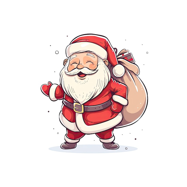 PSD santa claus adorned with his sack of gifts cartoon illustration