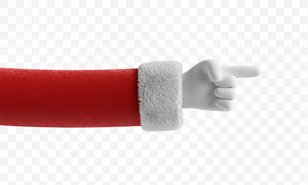 Santa Claus knotted hand finger points right Pointing gesture