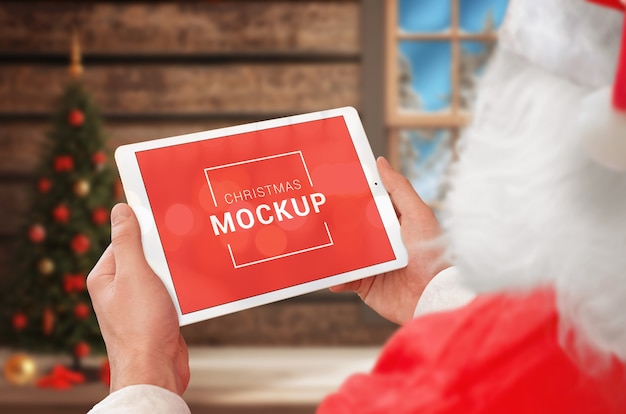 Santa Claus with tablet mockup