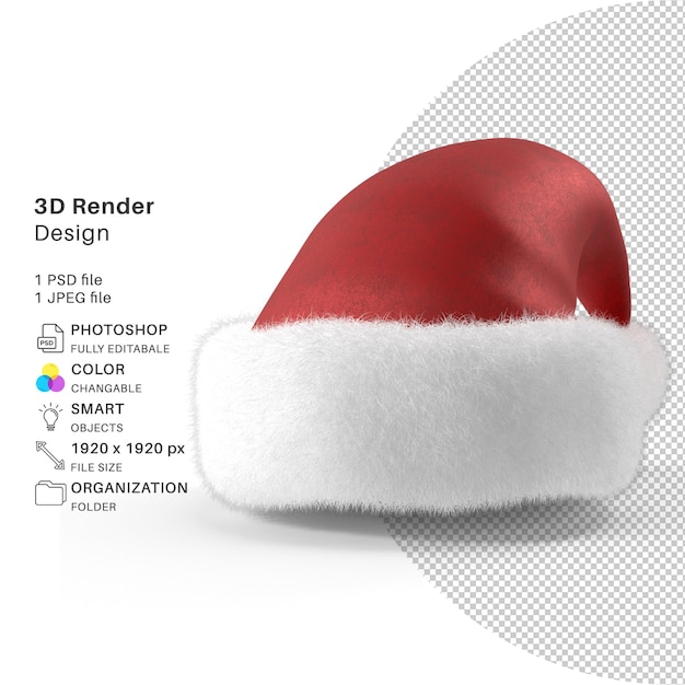 Santa Hat 3D Modeling PSD File Realistic Santa Hat