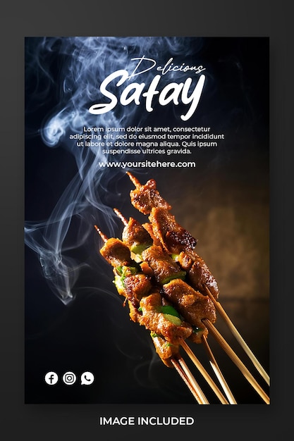 PSD satay grill bbq restaurant menu poster banner