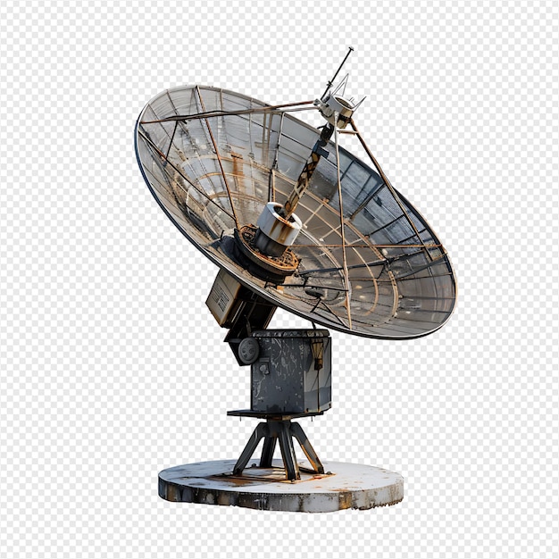 Satellite dish on isolated transparent background