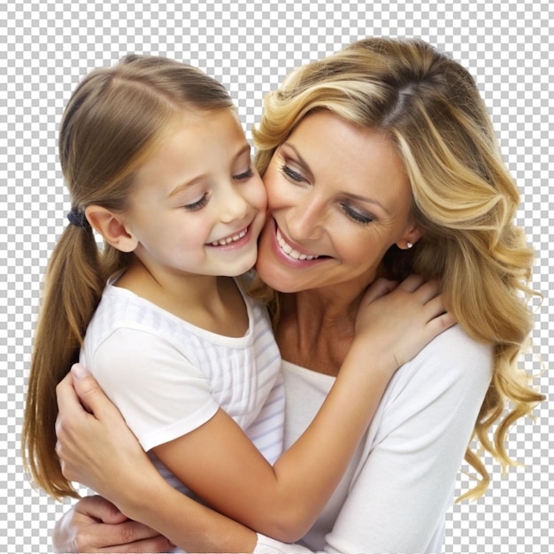 Satisfied mom with daughter isolated on a transparent background