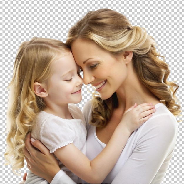 PSD satisfied mom with daughter isolated on a transparent background