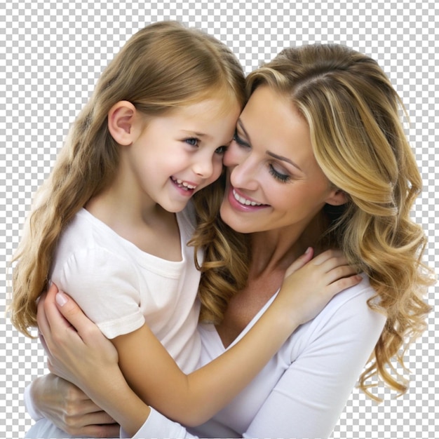 Satisfied mom with daughter isolated on a transparent background