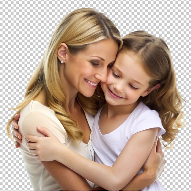 Satisfied mom with daughter isolated on a transparent background