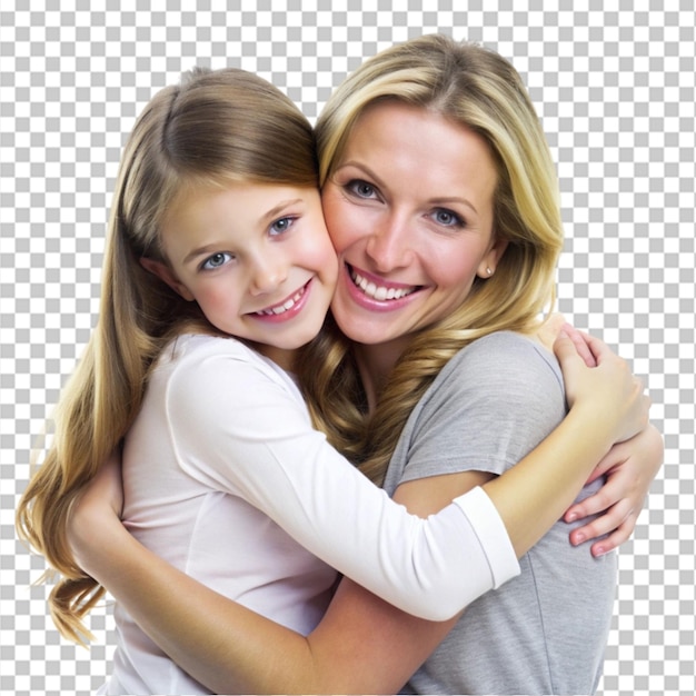 PSD satisfied mom with daughter isolated on a transparent background