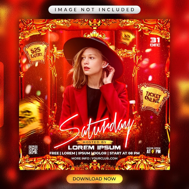 Saturday Flyer or Social Media Promotional Banner Template