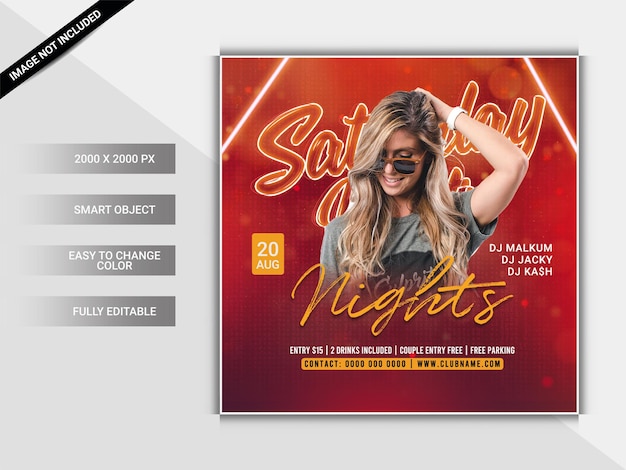 Saturday night club party flyer template