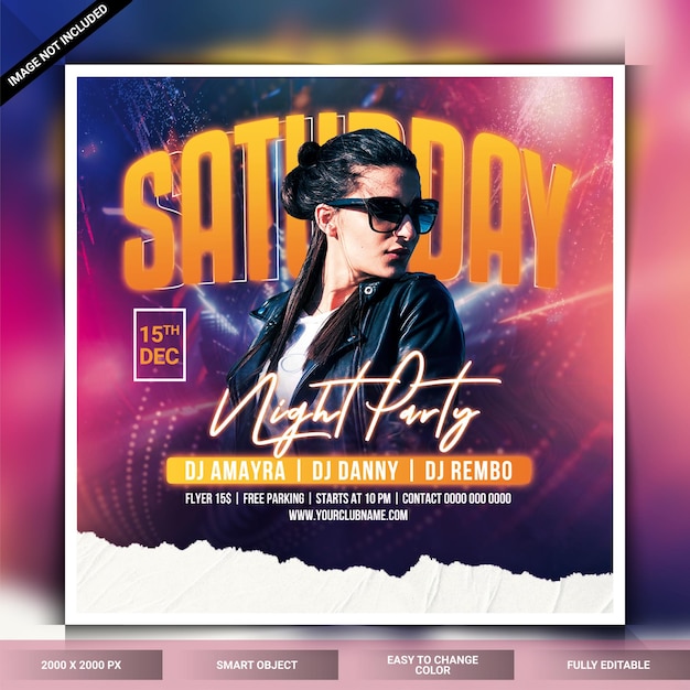 Saturday night party flyer template