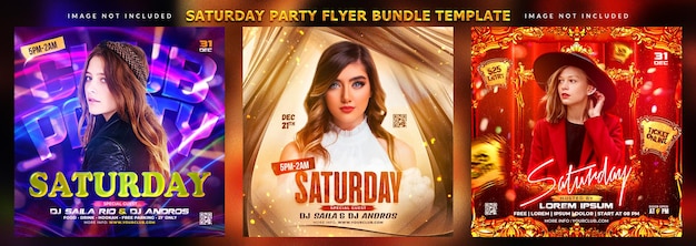 Saturday Party Flyer Bundle or Social Media Promotional Banner Template