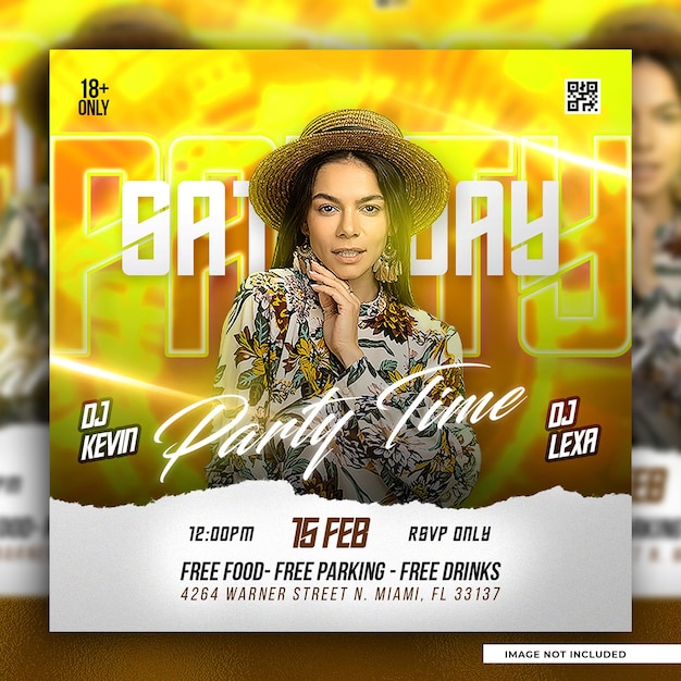 Saturday party flyer or social media banner template